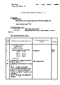 Giáo án lớp 1 môn Toán - Tiết 79: Phép trừ dạng 17 - 3