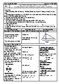 Giáo án Hình học - Tiết 1: Một số hệ thức về cạnh và đường cao trong tam giác vuông