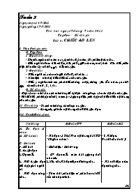 Thiết kế bài dạy môn học khối 2 - Tuần số 3 năm học 2011